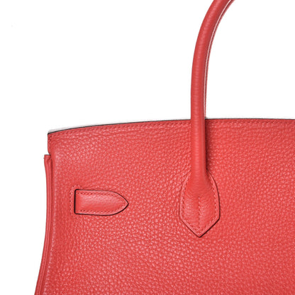 Hermes Taurillon Clemence Birkin 35 Rouge Pivoine 36 of 37
