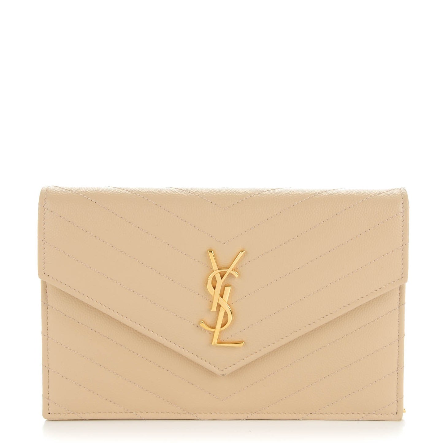 Grain De Poudre Matelasse Chevron Monogram Envelope Chain Wallet Nude Powder