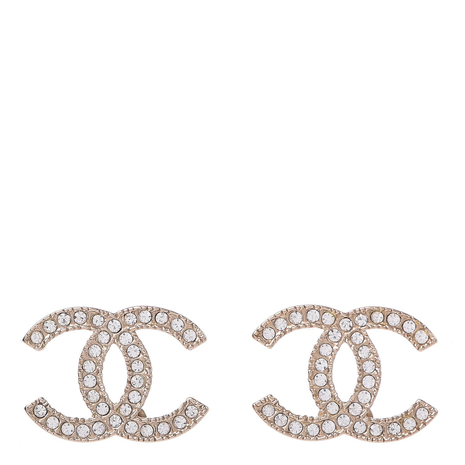 Chanel Crystal CC Earrings Light Gold 1 of 5