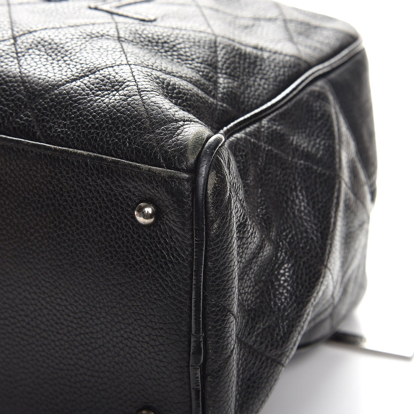 Caviar Patent Quilted Large Bowler Black