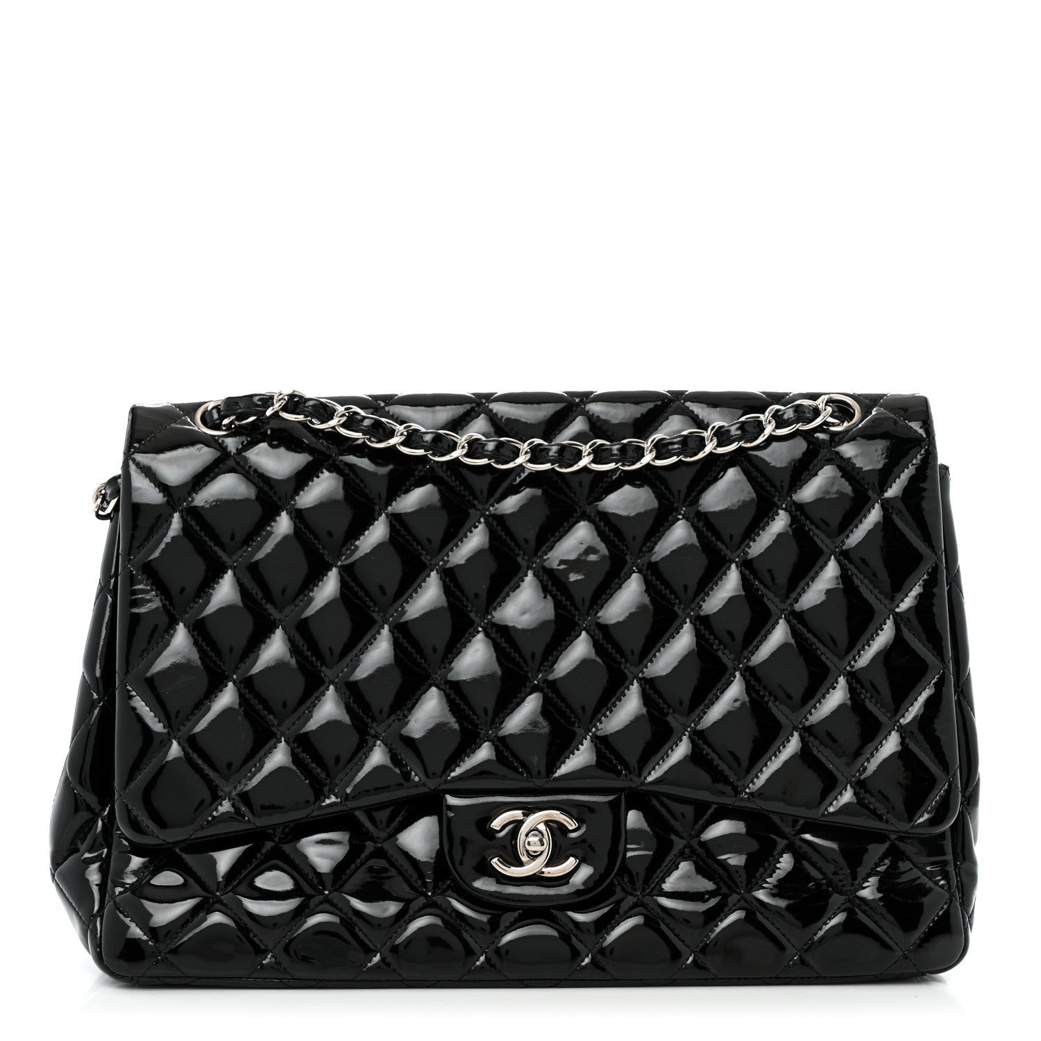 Chanel Patent Quilted Maxi Single Flap Black 1 of 12