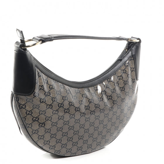 Gucci Crystal Monogram Half Moon Hobo Black 3 of 7