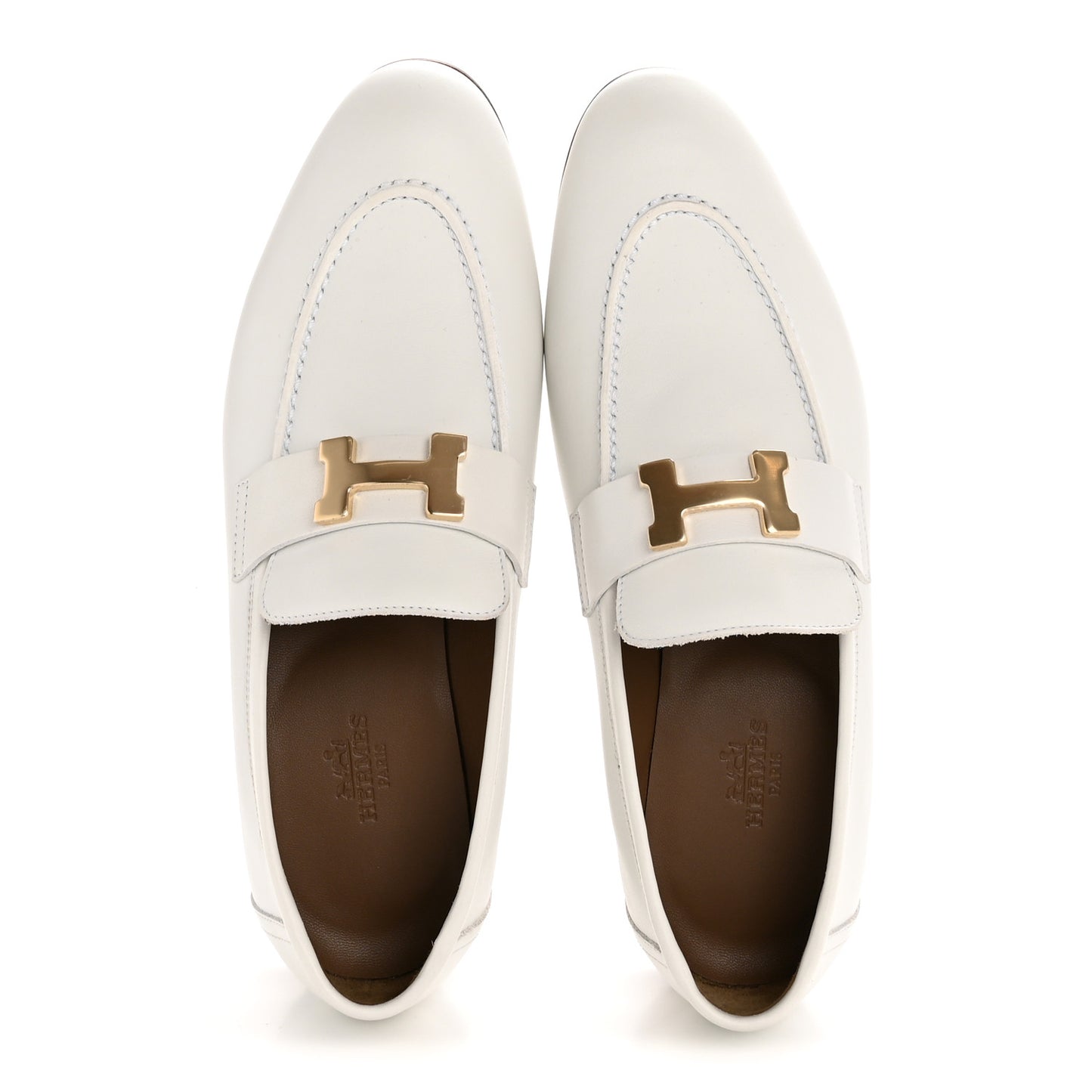 Calfskin Womens Paris Loafers 37 White