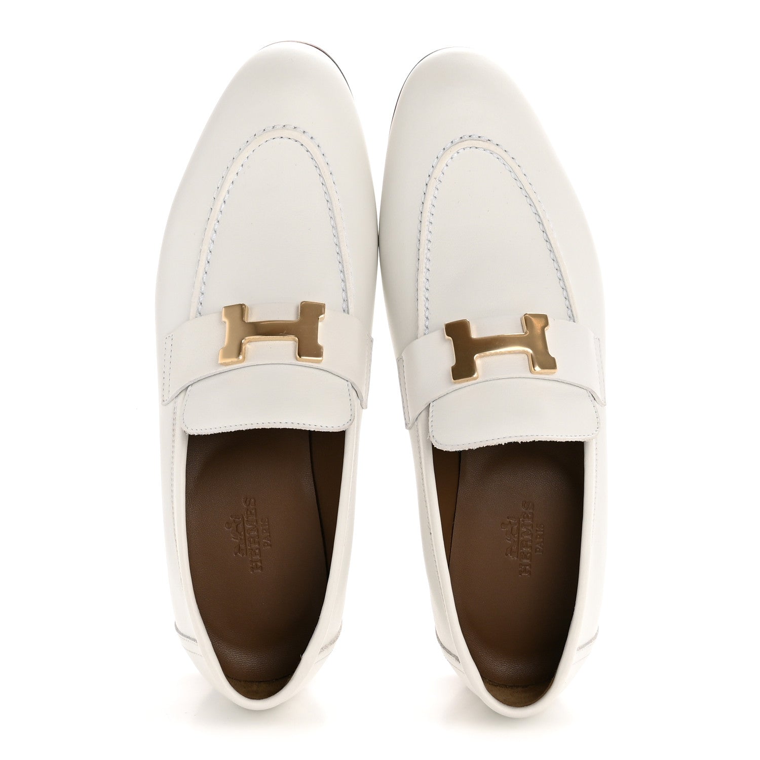 Hermes Calfskin Womens Paris Loafers 37 White 2 of 10