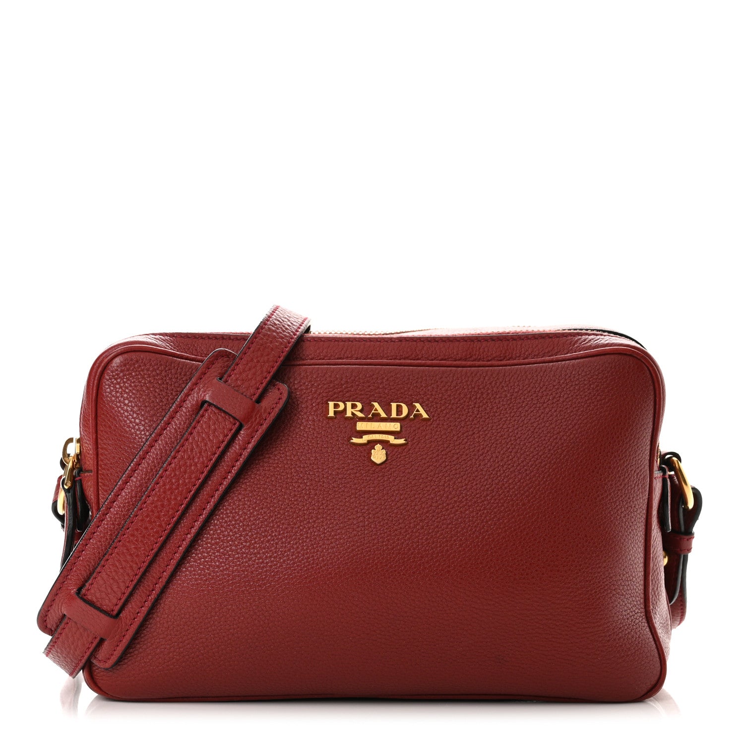 Prada Vitello Daino Medium Double Zip Shoulder Bag Rosso 1 of 10