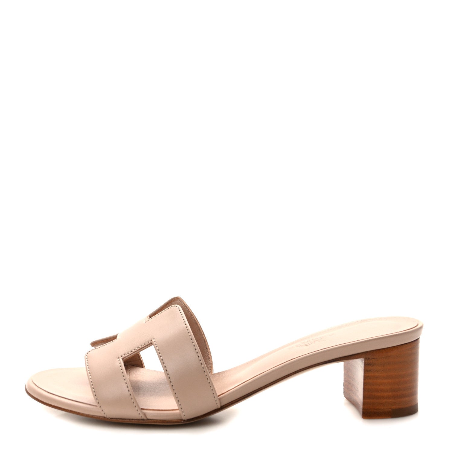 Hermes Calfskin Oasis Sandals 37.5 Beige Nude 1 of 8