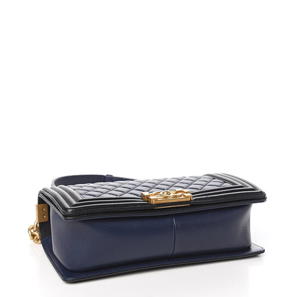 Chanel Lambskin Quilted Medium Boy Flap Black Blue 3 of 10