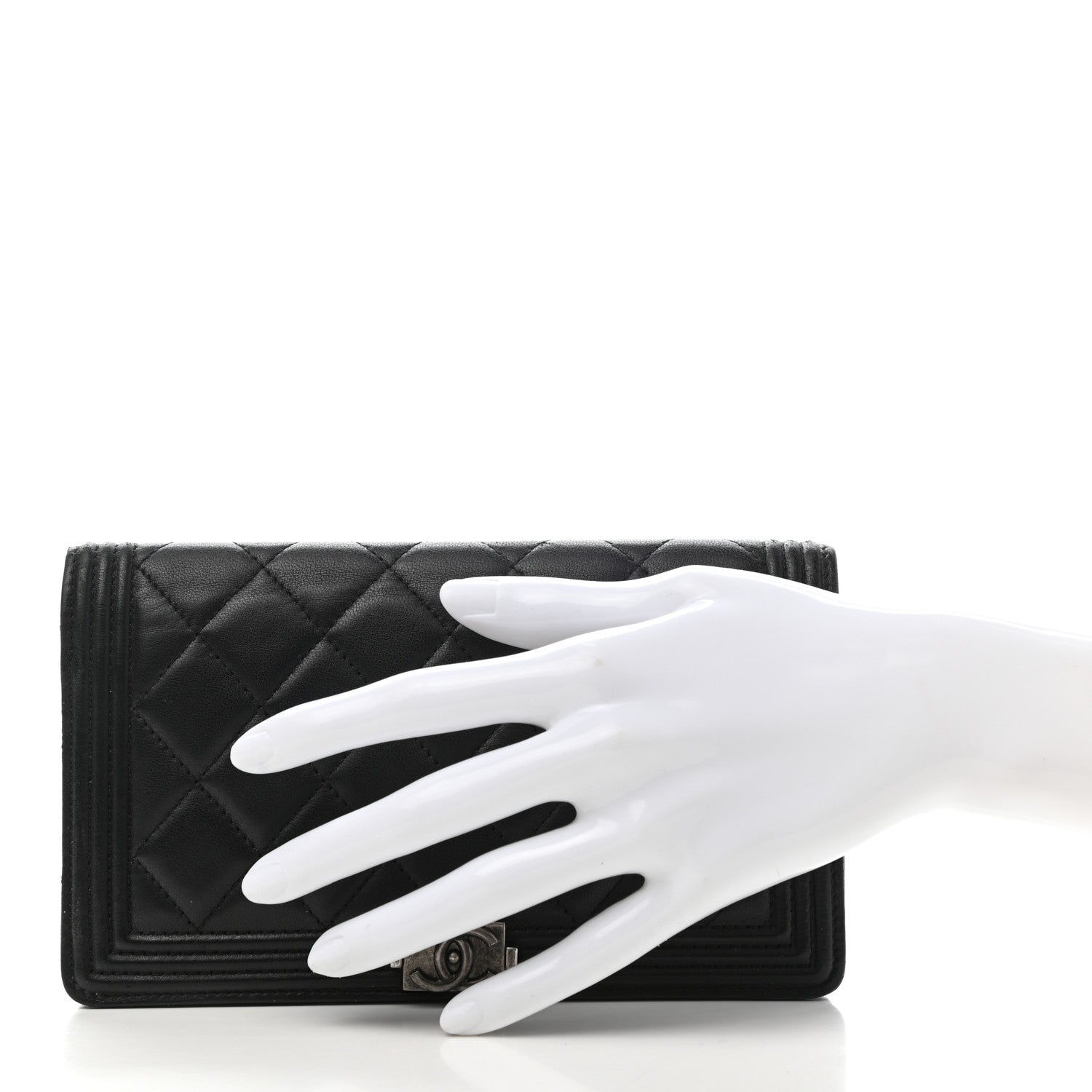 Chanel Lambskin Quilted Boy Yen Wallet Black 2 of 9