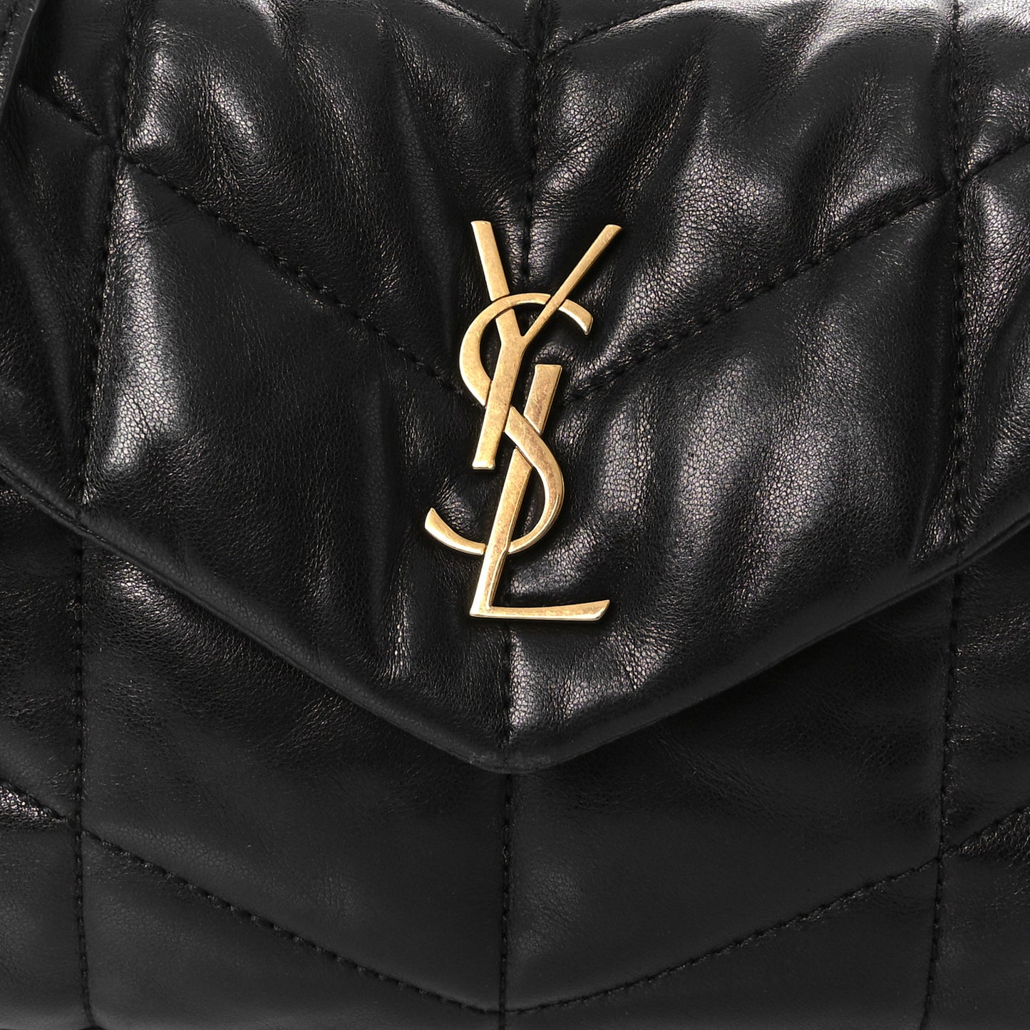 Lambskin Quilted Toy Loulou Puffer Monogram Chain Satchel Black