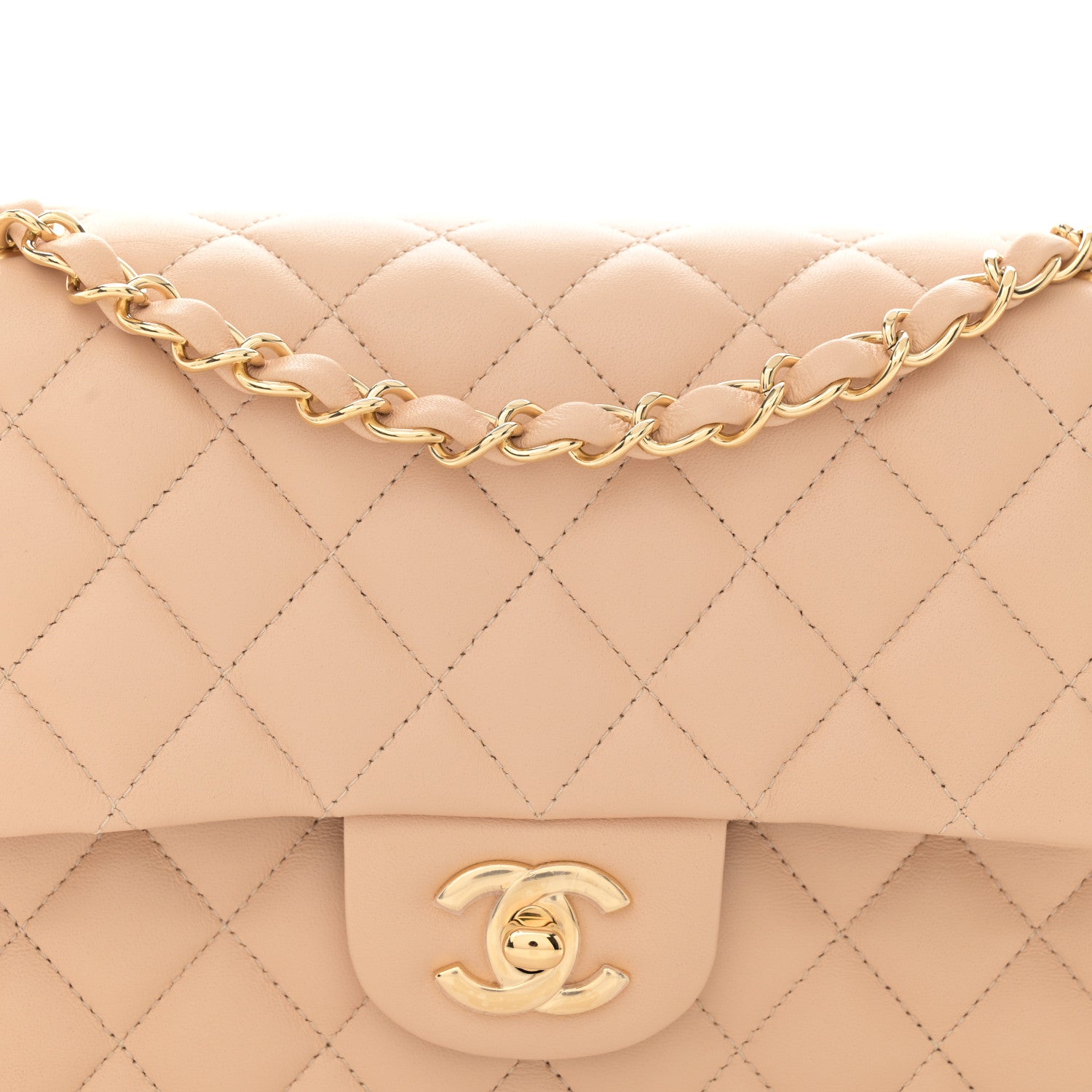 Chanel Lambskin Quilted Medium Double Flap Beige 8 of 11