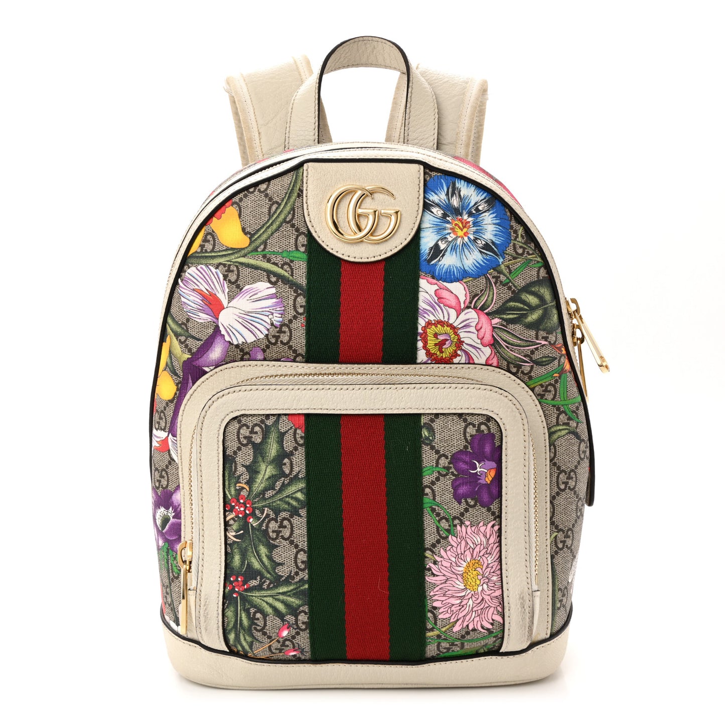 GG Supreme Monogram Flora Web Small Ophidia Day Backpack White