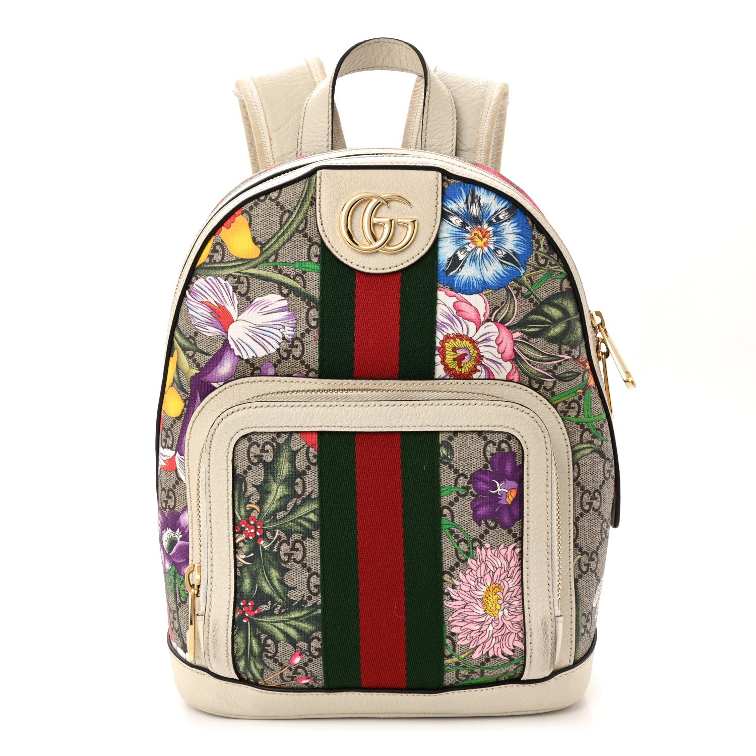Gucci GG Supreme Monogram Flora Web Small Ophidia Day Backpack White 1 of 14