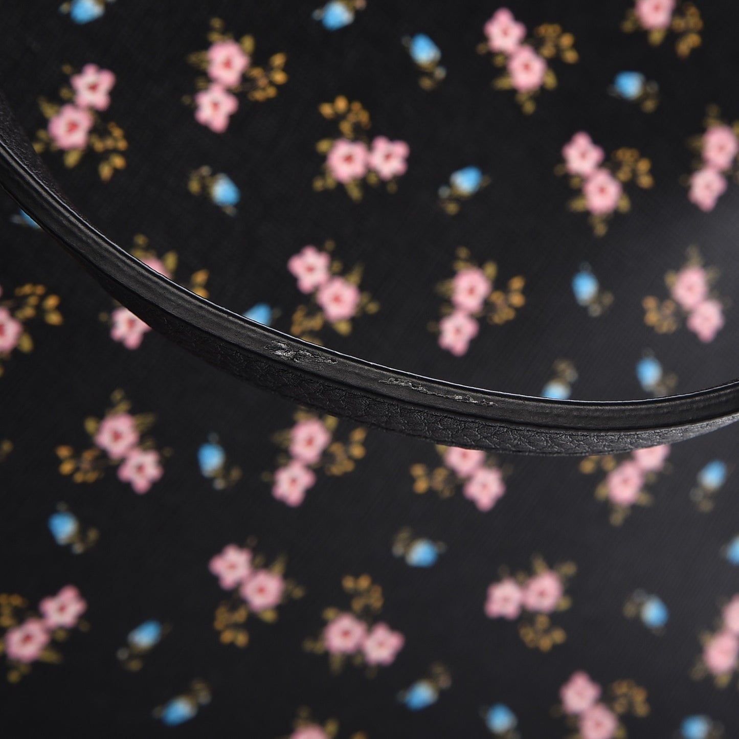 Coated Canvas Hibiscus Print Medium Stargate Shopper Tote Black Multicolor