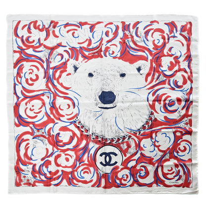 Chanel Silk Polar Bear Scarf Red 1 of 7