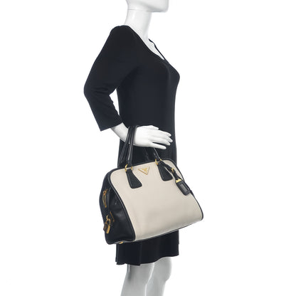 Prada Saffiano Bi-Color Tote Talco Black 2 of 9