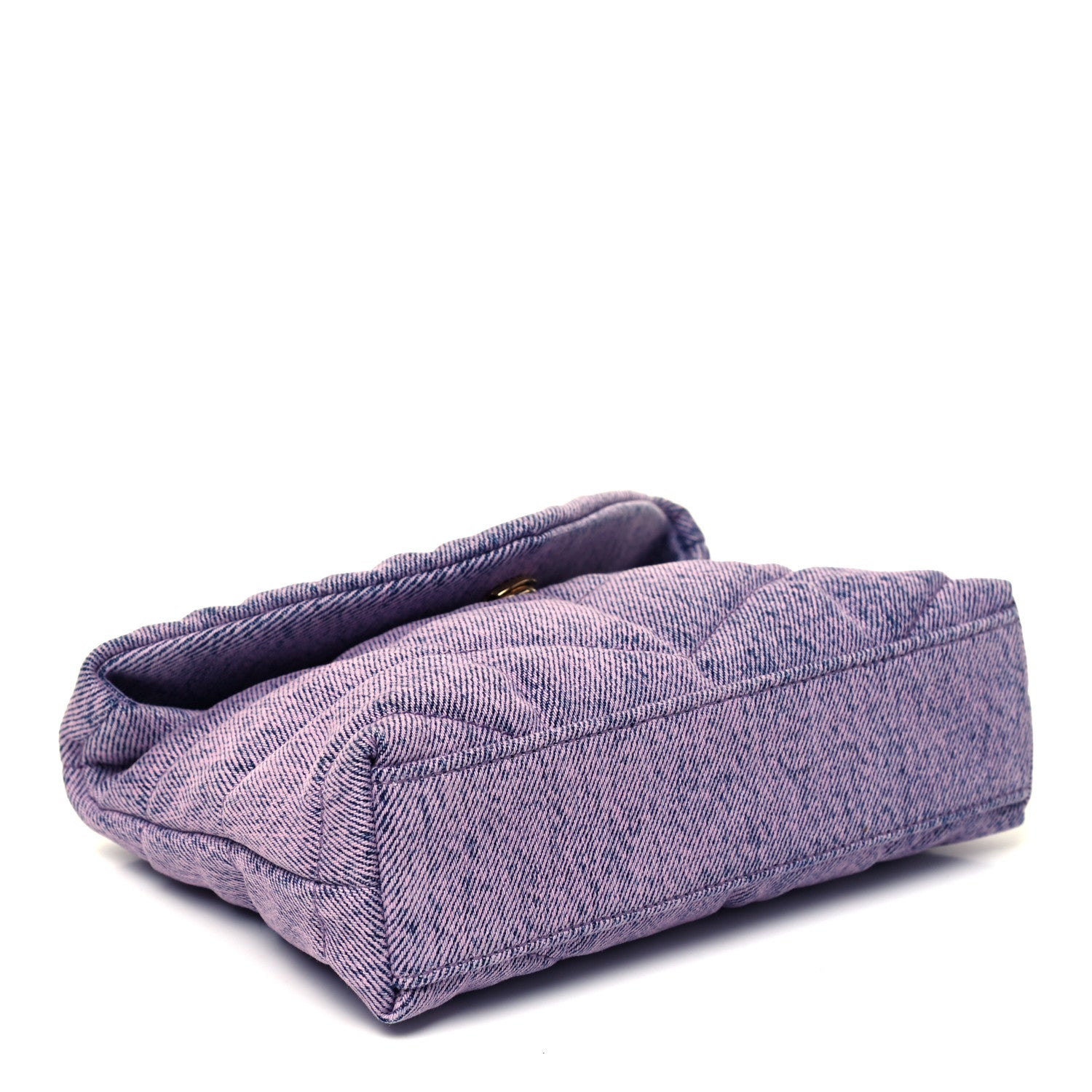 Saint Laurent Denim Quilted Loulou Puffer Monogram Pouch Clutch Bleached Lilac 4 of 9