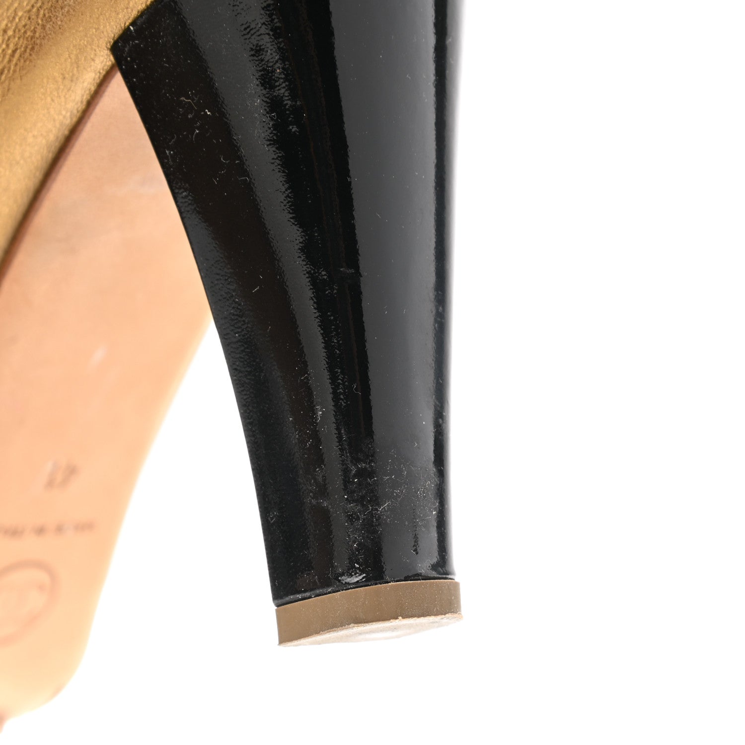 Chanel Metallic Lambskin Patent CC Elastic Stretch Pumps 41 Gold Black 9 of 9
