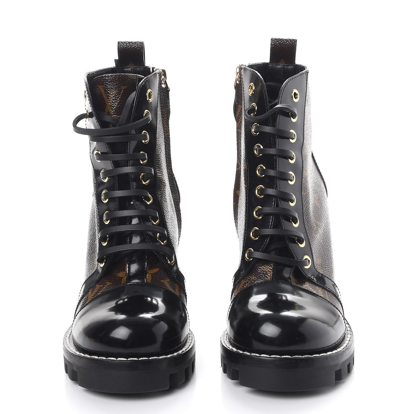 Patent Calfskin Monogram Star Trail Ankle Boots 37 Black