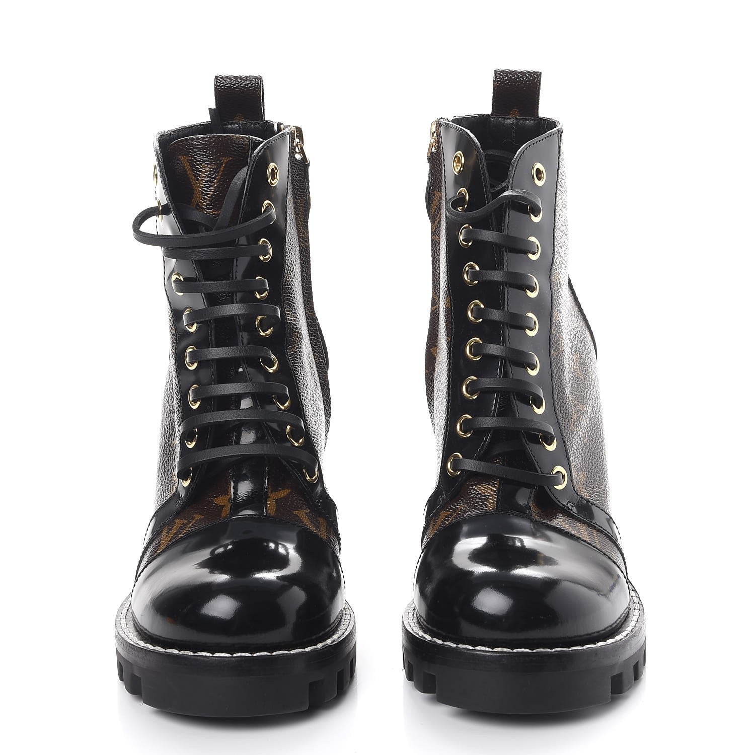 Louis Vuitton Patent Calfskin Monogram Star Trail Ankle Boots 37 Black 2 of 9