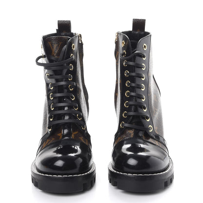 Louis Vuitton Patent Calfskin Monogram Star Trail Ankle Boots 37 Black 2 of 9
