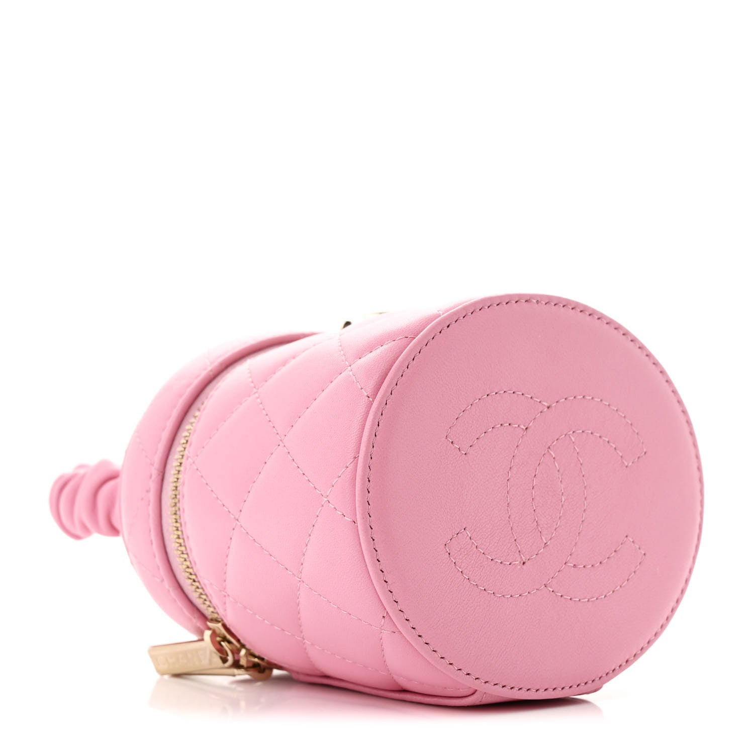 Chanel Lambskin Quilted Ruched Handle Vanity Case Pink 4 of 11