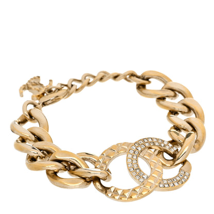 Chanel Baguette Crystal Quilted CC Chain Bracelet Gold 1 of 5