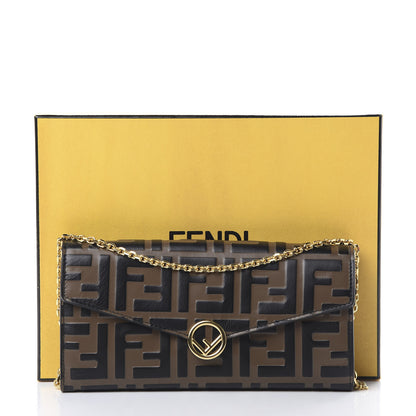 Fendi Vitello Soft F is Fendi Bi-Color FF 1974 Embossed Continental Envelope Wallet On Chain Maya Black 10 of 10