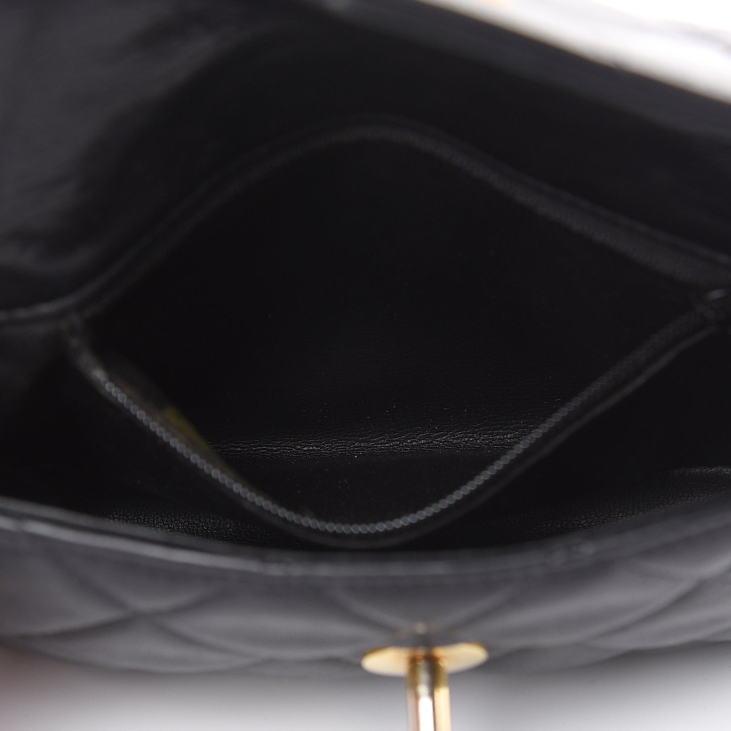 Lambskin Quilted Flap Waist Belt Bag Black