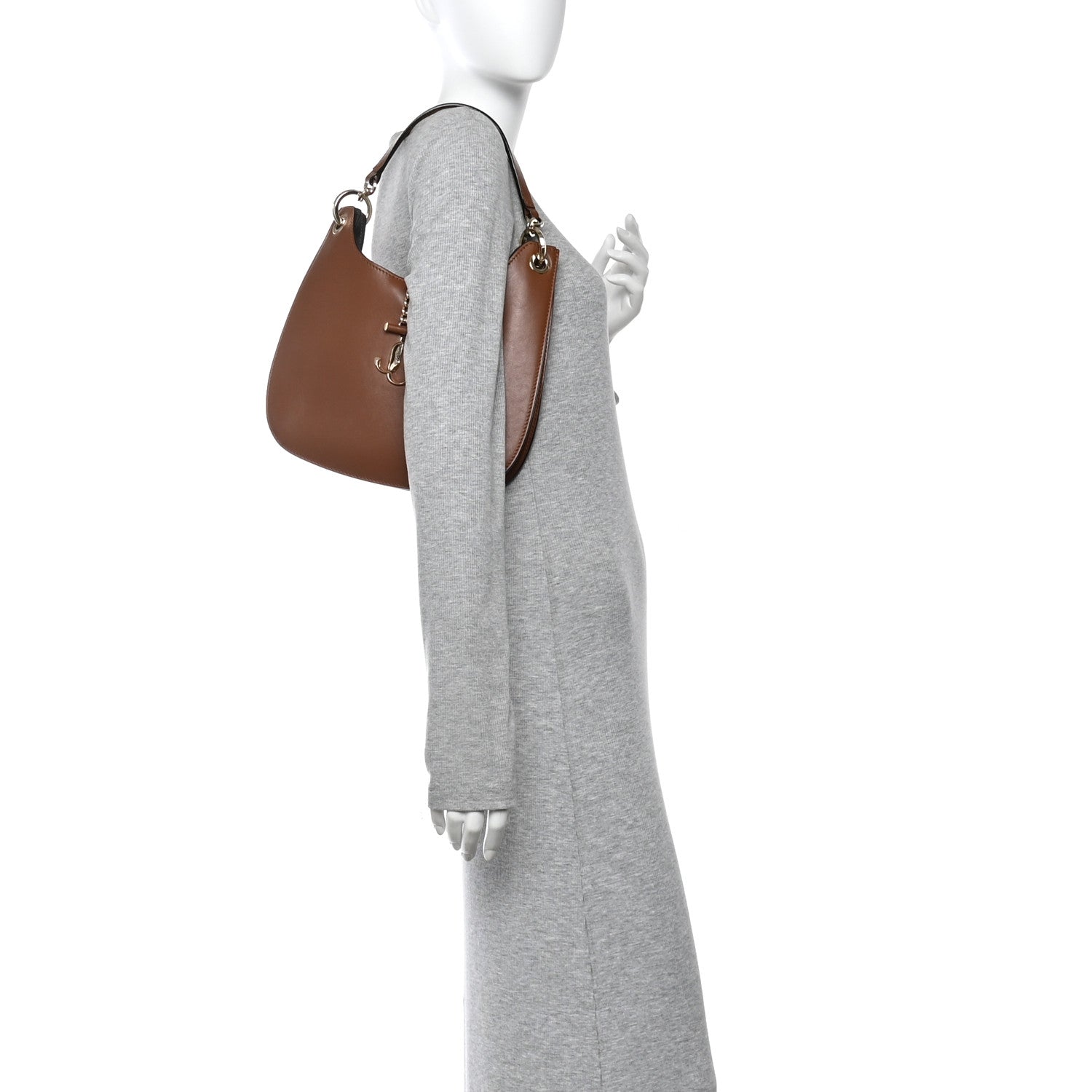 Jimmy Choo Calfskin Varenne Small Hobo Dark Tan 2 of 11