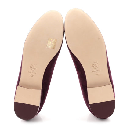 Chanel Suede Patent Calfskin Cap Toe CC Ballerina Flats 40 Burgundy 6 of 10