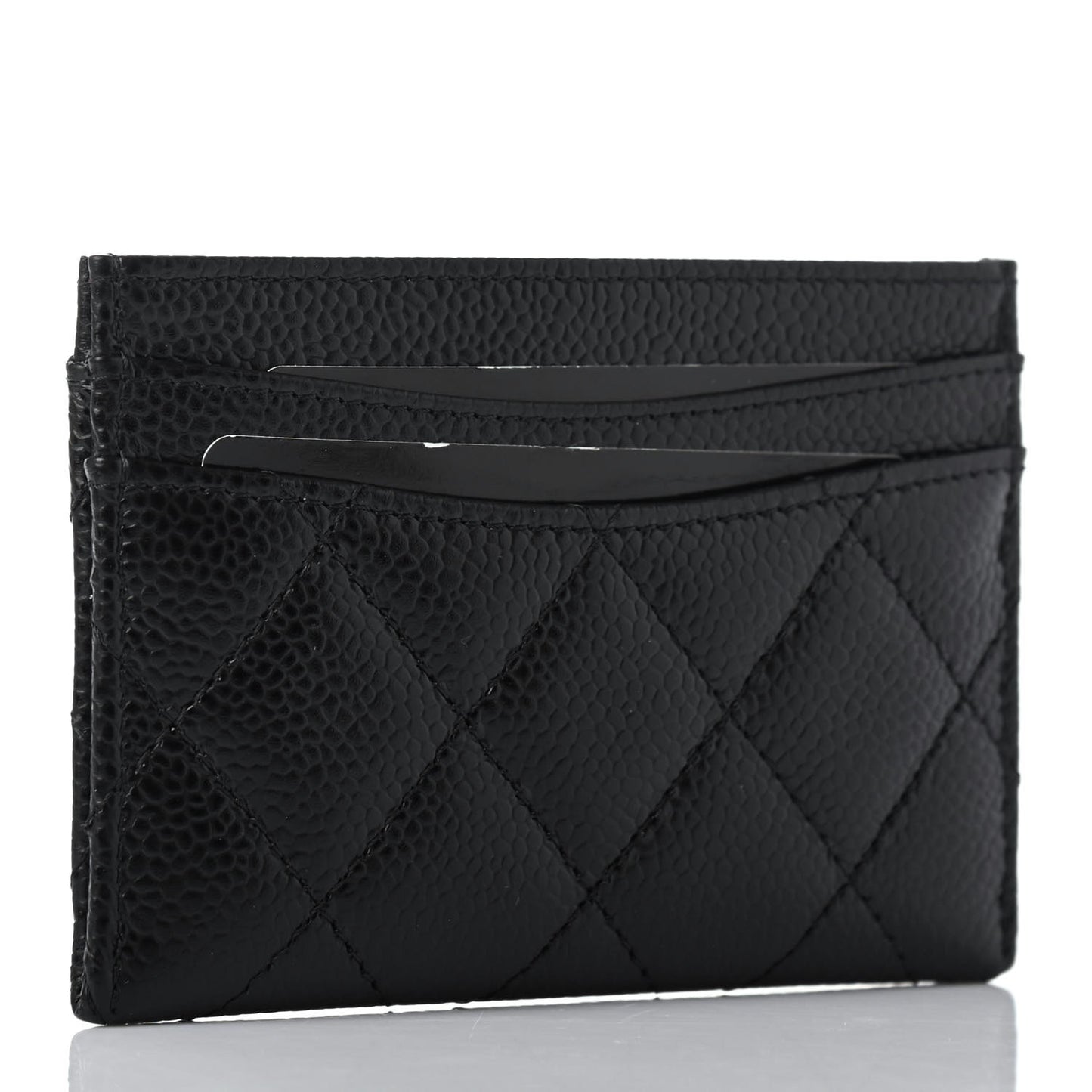 Caviar Quilted Card Holder Black