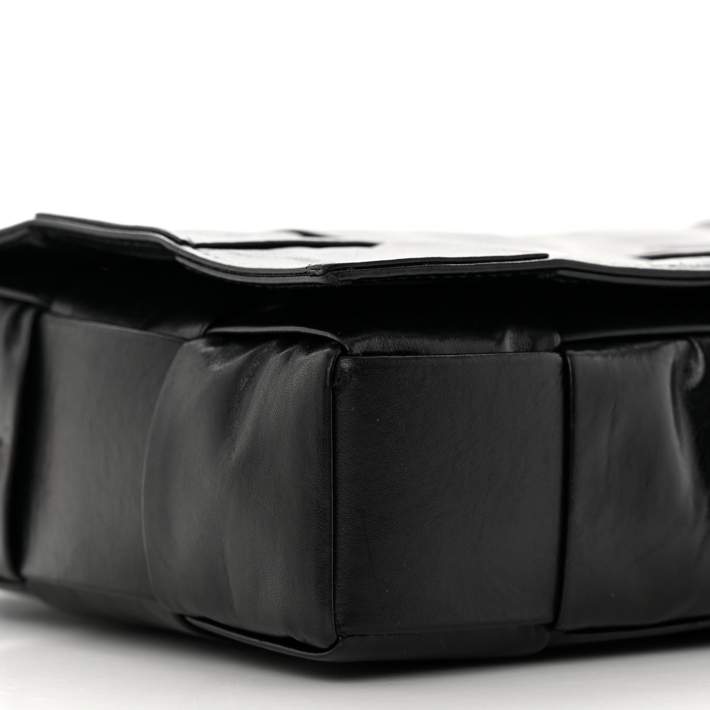 Paper Calfskin Maxi Intreccio Cassette Crossbody Bag Black