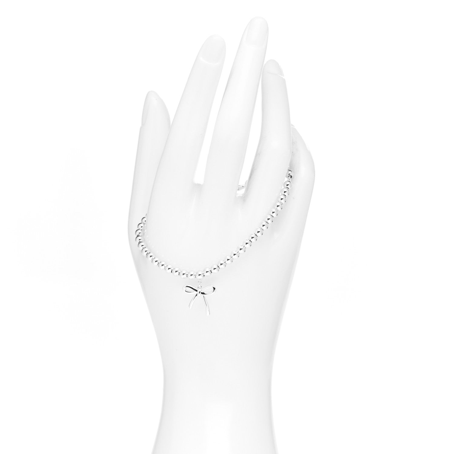 Tiffany Sterling Silver 4mm Bow Bead Bracelet 2 of 4