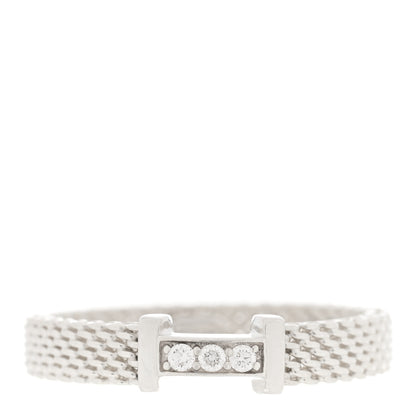 Tiffany Sterling Silver Diamond Somerset Mesh Band Ring 57 8 1 of 5