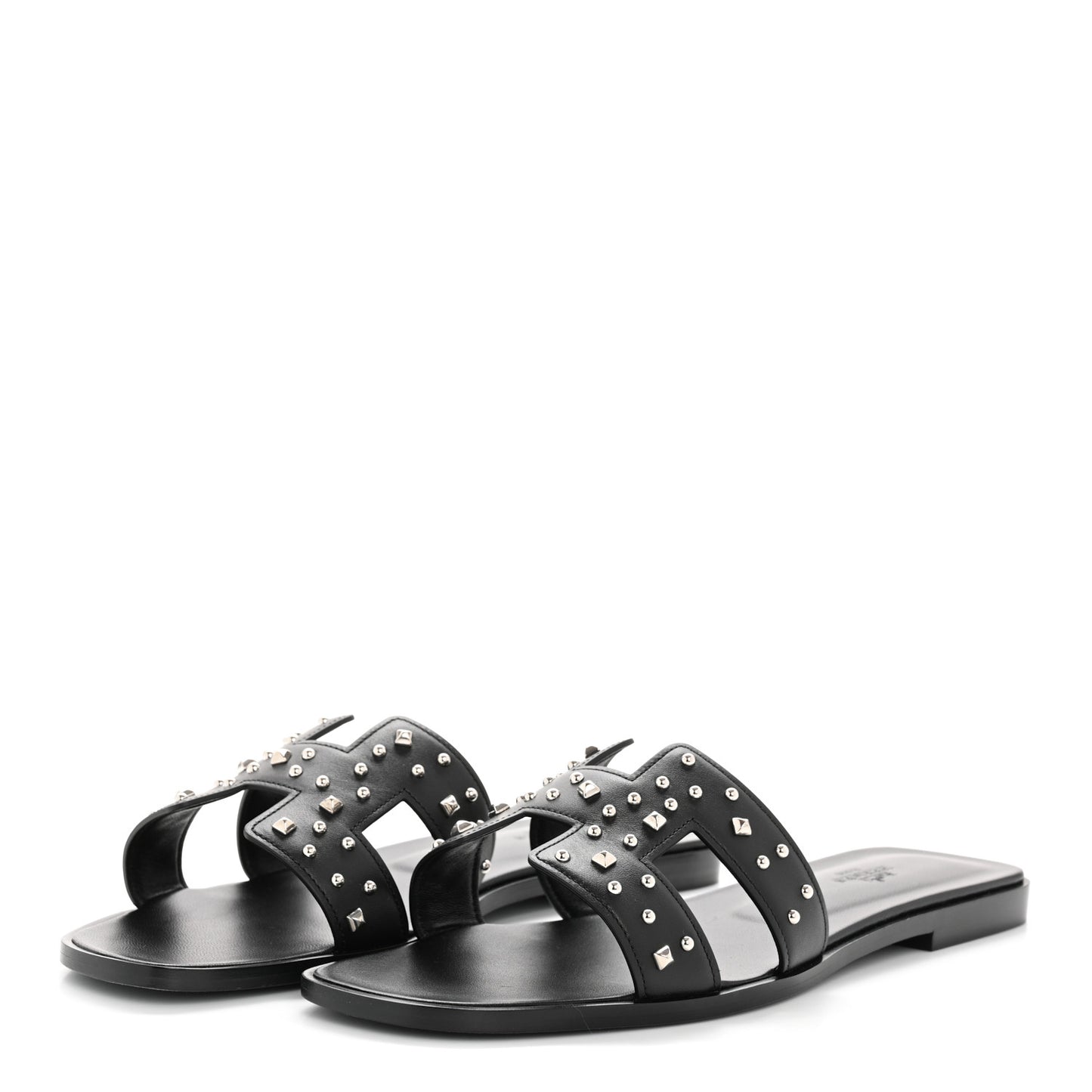 Calfskin Studded Oran Sandals 40 Black