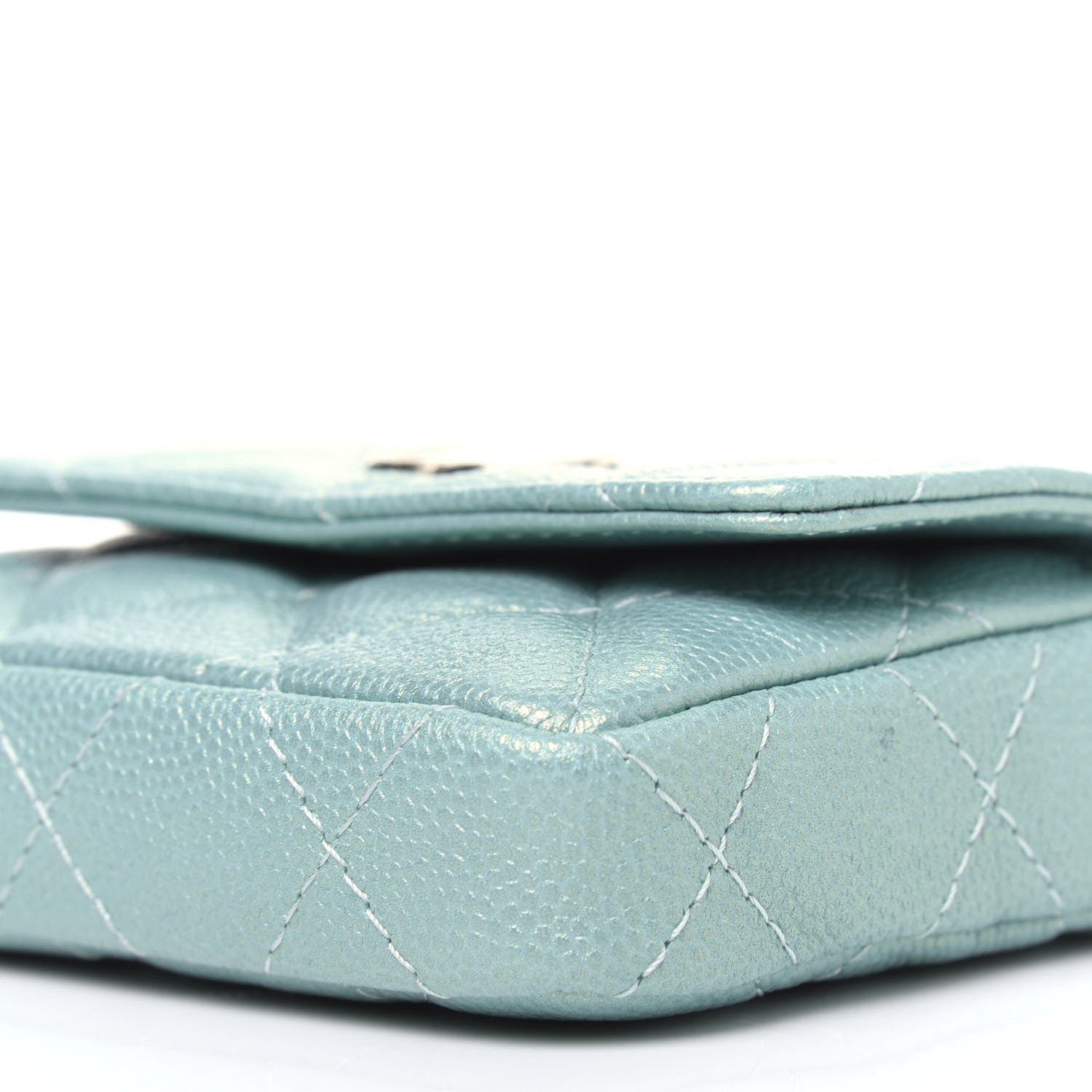 Chanel Iridescent Caviar Quilted Pearl On Top Coin Purse With Chain Light Green 9 of 12