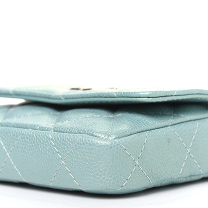 Chanel Iridescent Caviar Quilted Pearl On Top Coin Purse With Chain Light Green 9 of 12