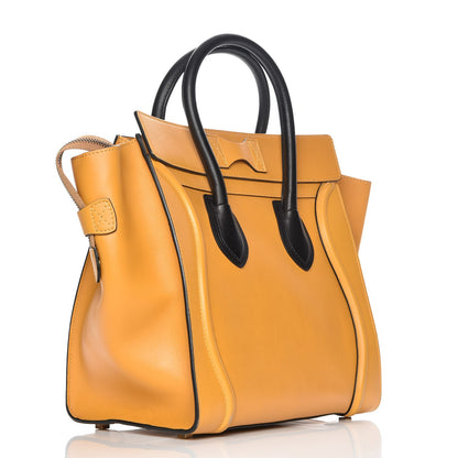 Celine Satin Calfskin Mini Bi-Color Luggage Amber 3 of 8
