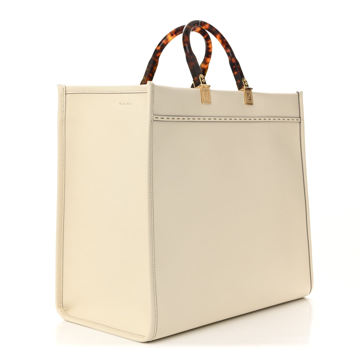 Vitello King Plexiglass Logo Embossed Large Fendi Sunshine Shopper Tote White Ice