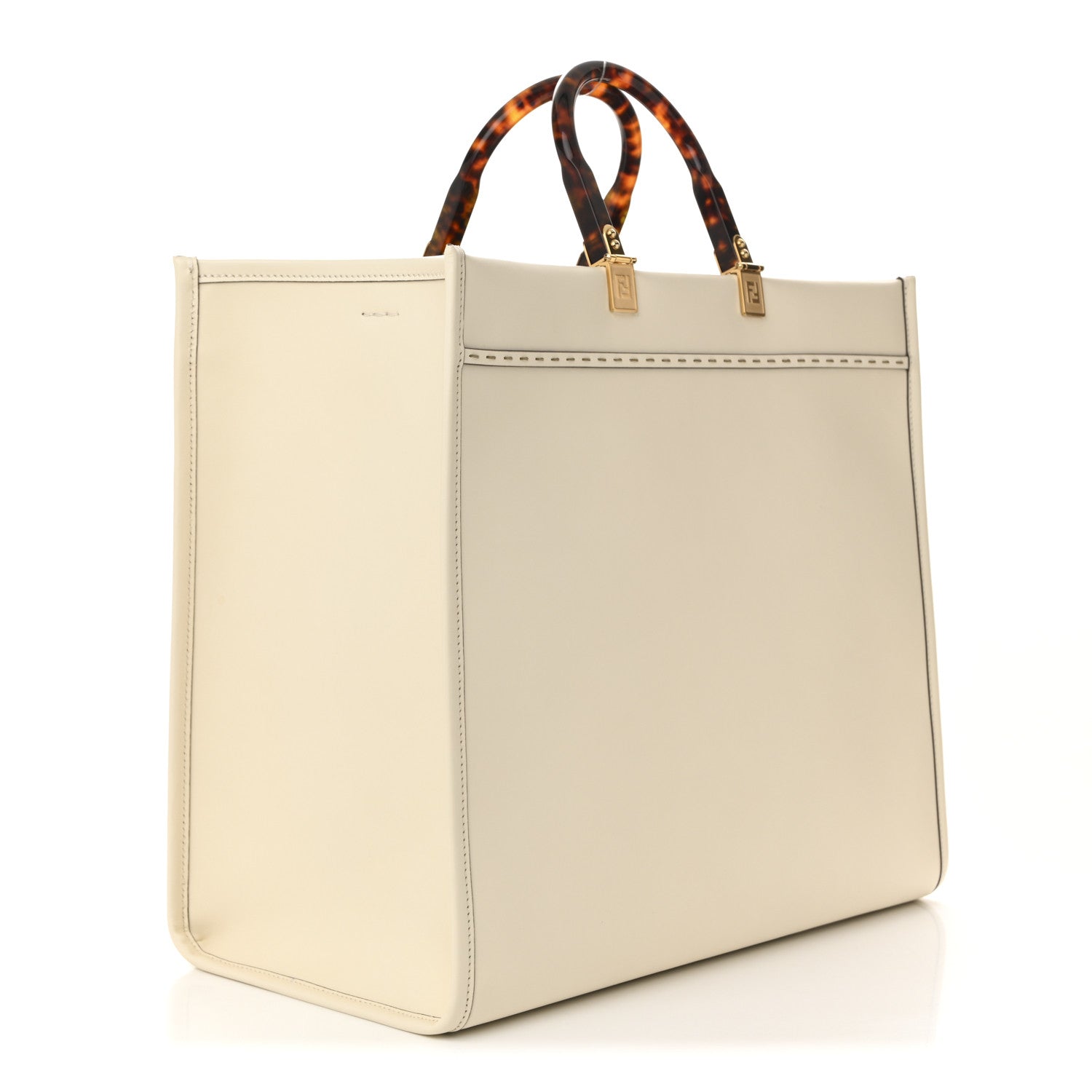 Fendi Vitello King Plexiglass Logo Embossed Large Fendi Sunshine Shopper Tote White Ice 5 of 19