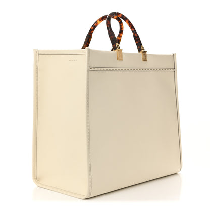 Fendi Vitello King Plexiglass Logo Embossed Large Fendi Sunshine Shopper Tote White Ice 5 of 19
