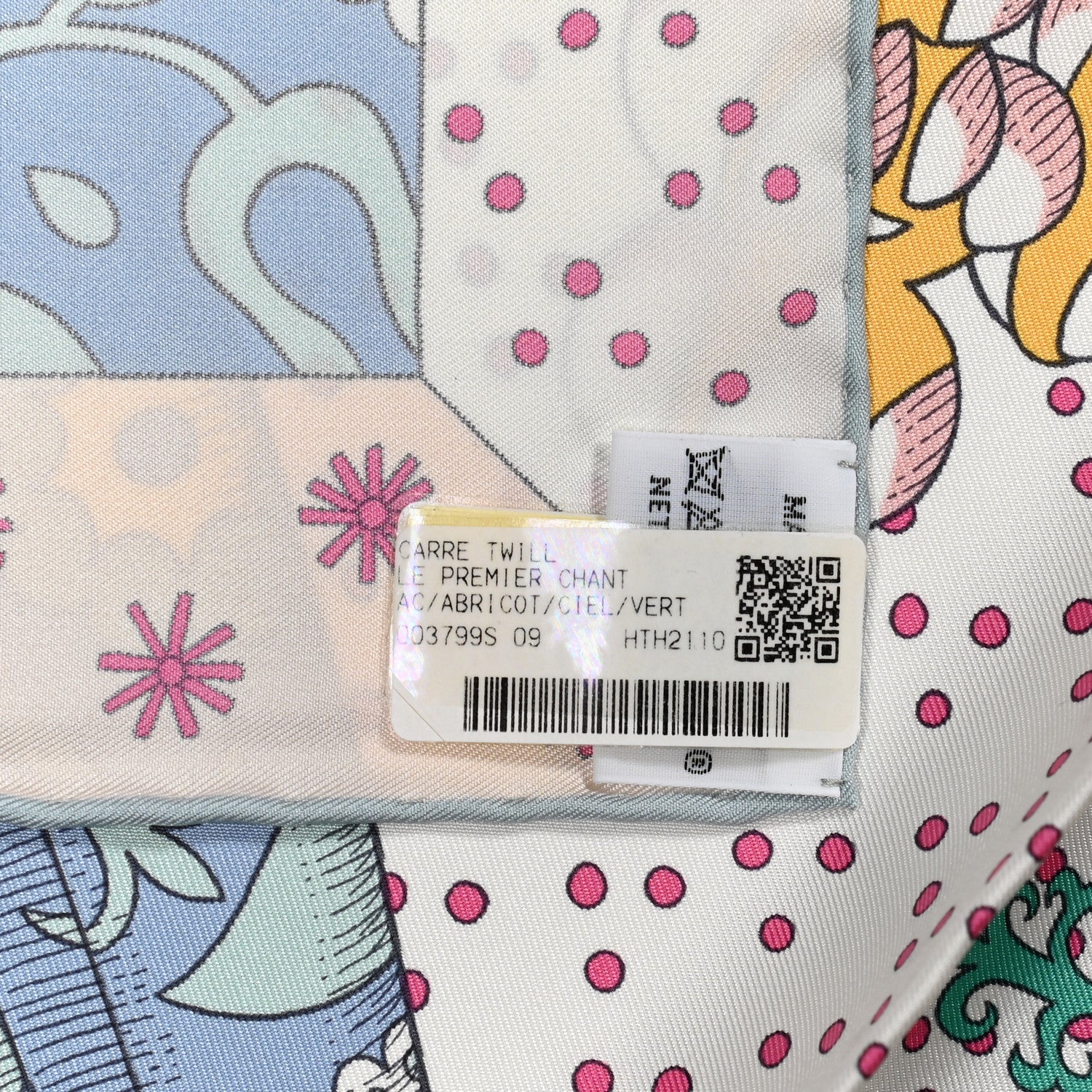 Hermes Silk Le Premier Chant Scarf 90 Abricot Ciel Vert 6 of 6