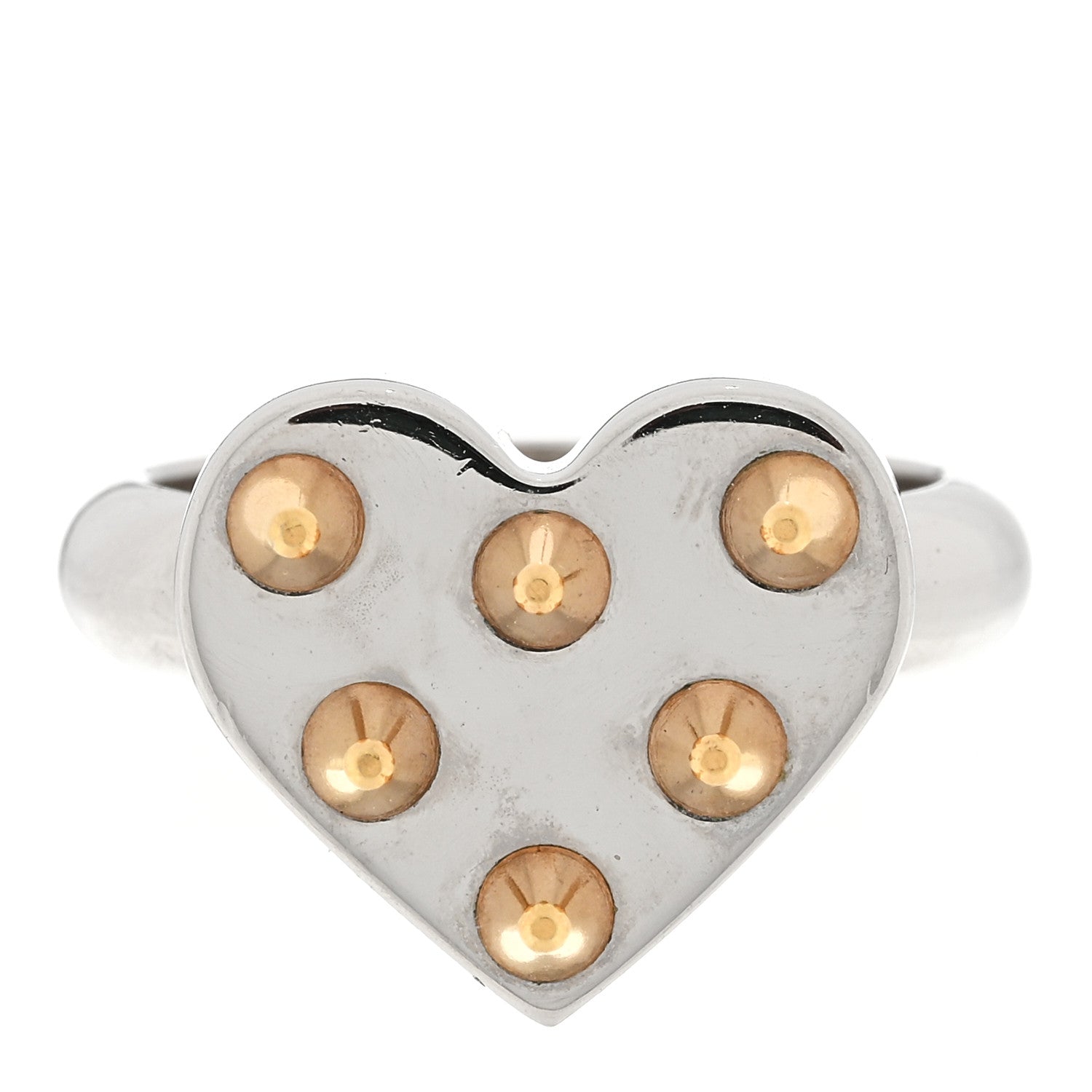 Louis Vuitton Metal Studded Berg Spiky Valentine Ring M 54/6.75 Silver Gold 1 of 4
