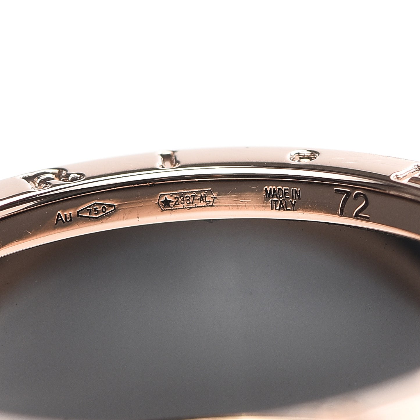 18K Rose Gold Black Ceramic B.Zero1 Four-Band Ring 72 13.5