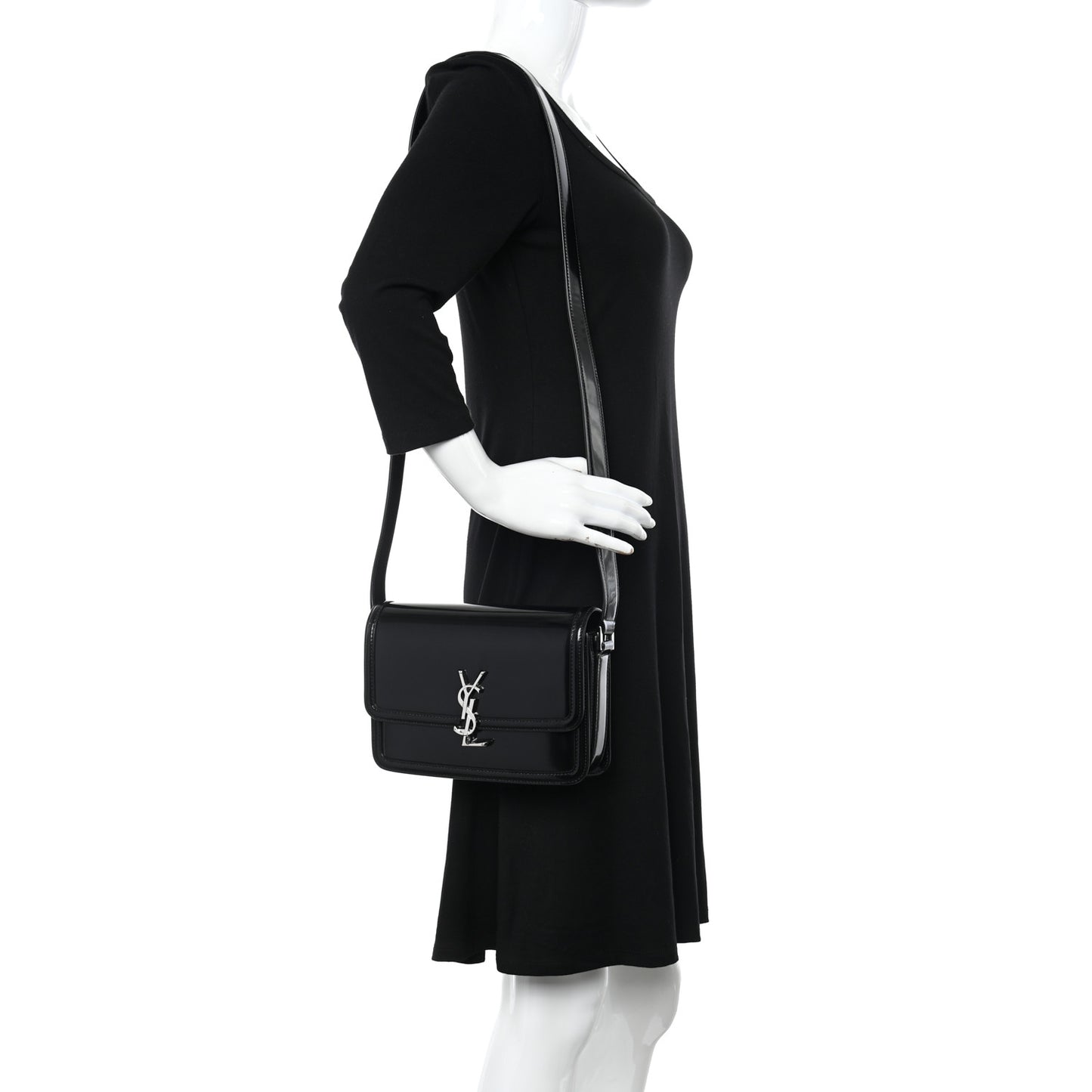 Glazed Calfskin Monogram Medium Solferino Satchel Black