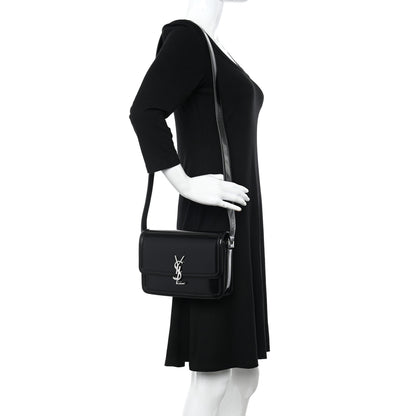 Saint Laurent Glazed Calfskin Monogram Medium Solferino Satchel Black 2 of 10