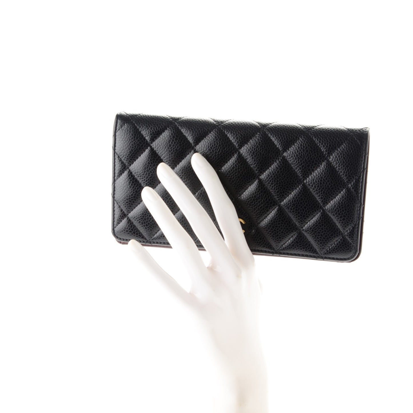 Caviar Quilted Yen Wallet Black