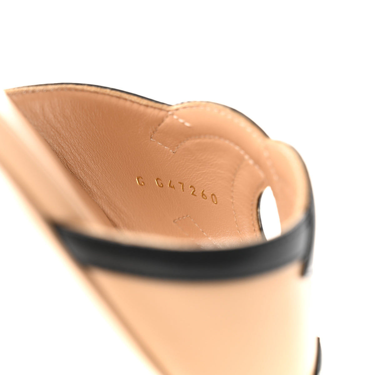 Lambskin CC Cutout Sandal Mules 37 Beige Black
