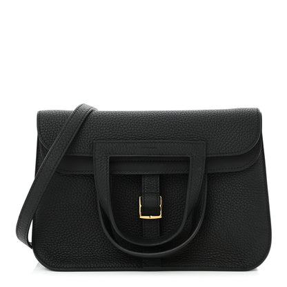 Hermes Taurillon Clemence Halzan 25 Black 1 of 11