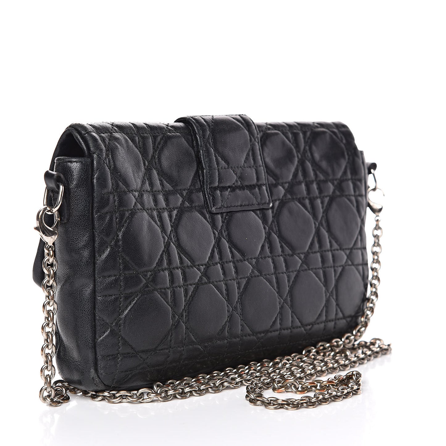 Lambskin Cannage New Lock Pouch Black